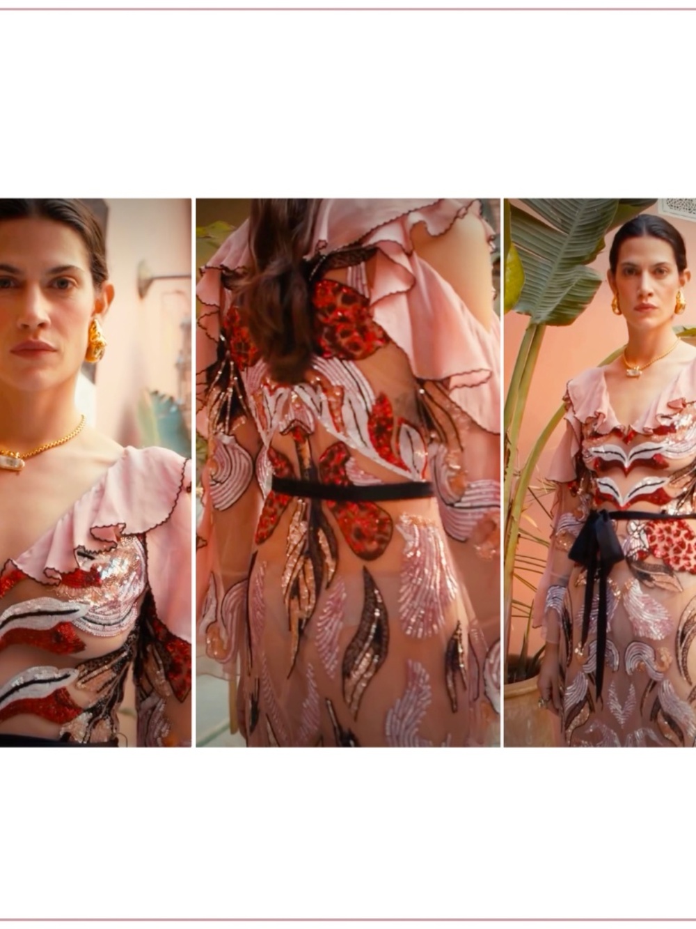 $3910 Temperley London ‘Amaya’ Embellished Rosewater Ruffle Runway Midi Dress - Picture 4 of 15